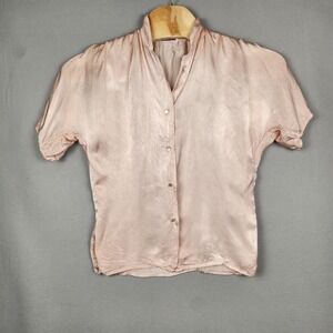Vintage Marta Salvadori Shirt Womens Medium Button Up Italy Short Sleeve 80s Top
